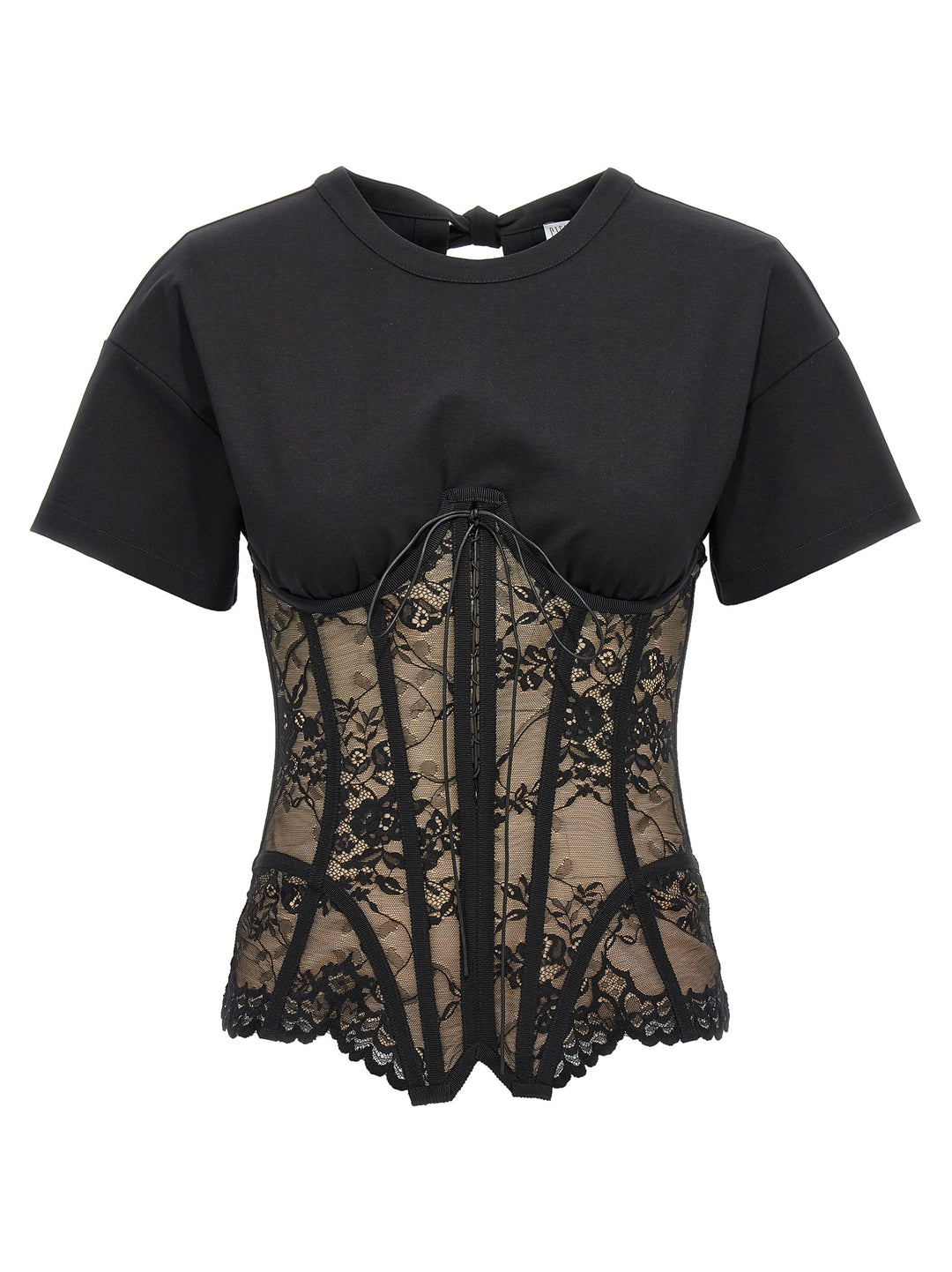 Lace Bodice Insert Top Tops Black