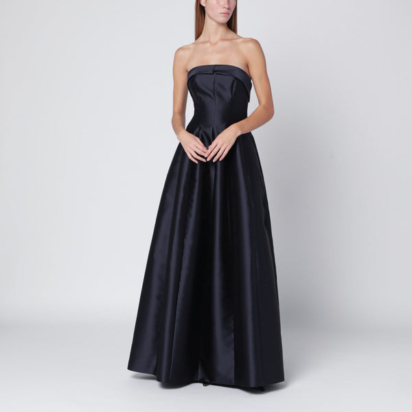 Blue Evening Dress In Silk-Blend Mikado