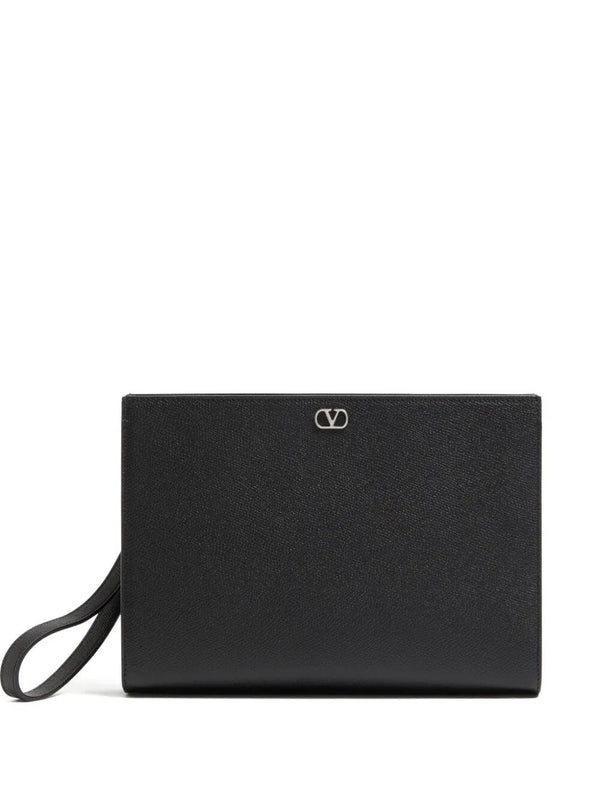 Valentino Garavani Vlogo Signature Pouch In Grained Calfskin