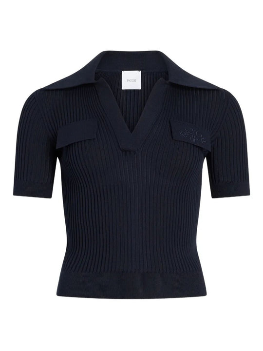 Embroidered Knitted Cotton Polo Shirt