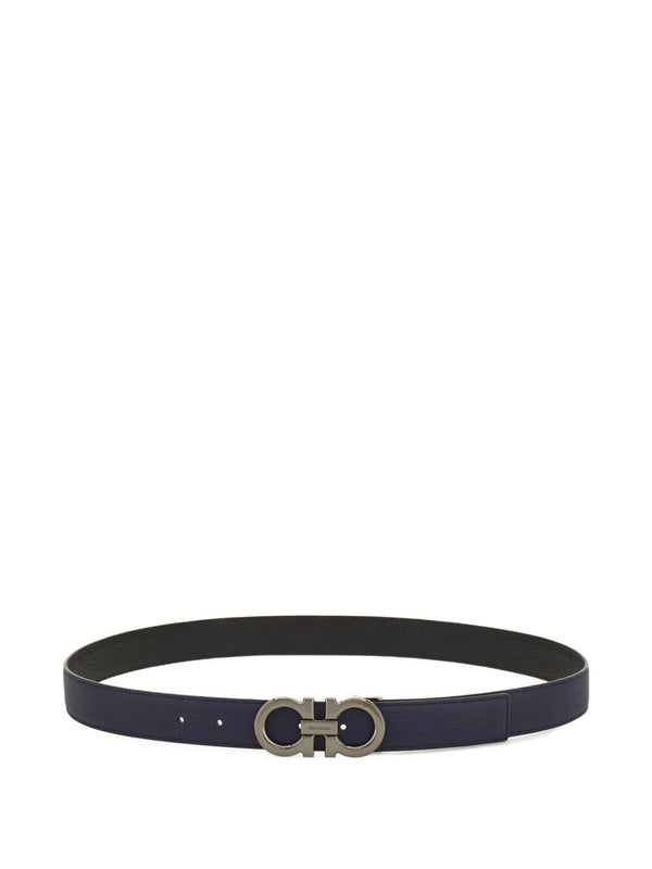 Gancini Grained Leather Reversible Belt