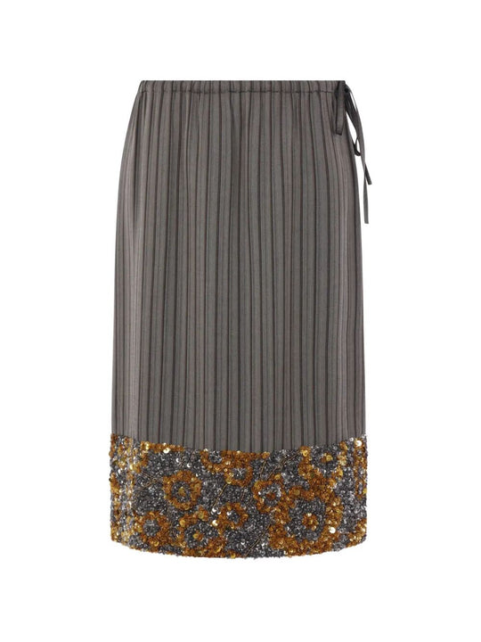 Scotta Striped Midi Skirt With Sequins