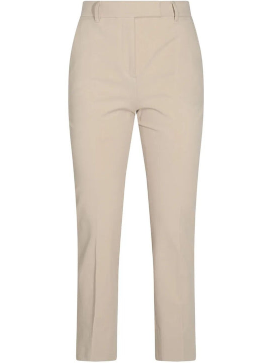 Tapered Leg Cotton Blend Trousers