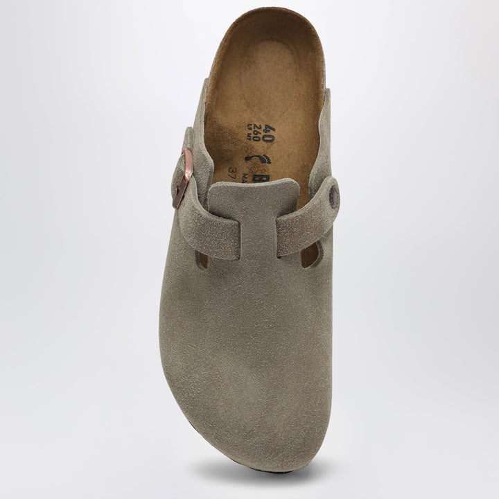 Birkenstock Taupe Boston Clogs In Suede