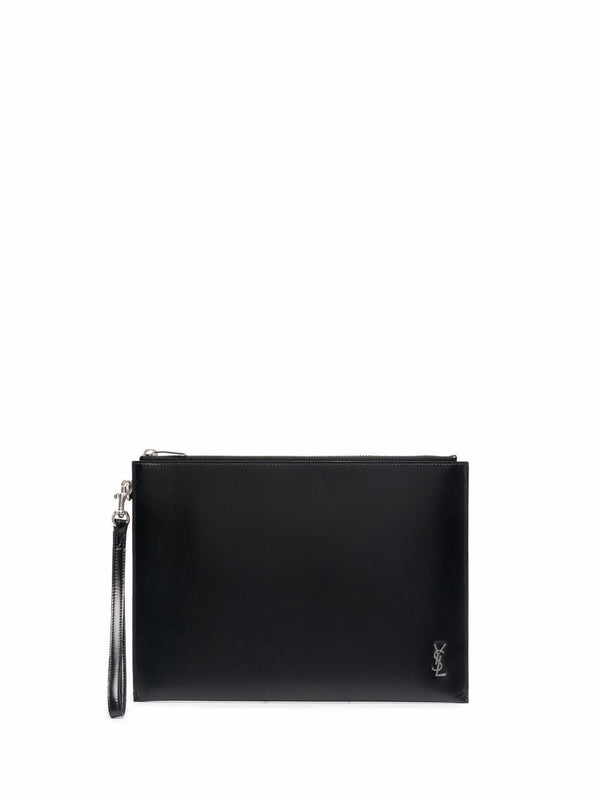 Tiny Cassandre Zipped Tablet Holder In Shiny Leather