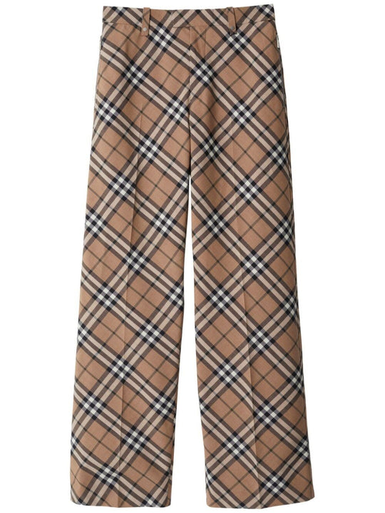 Check Wool Blend Tailored Trousers