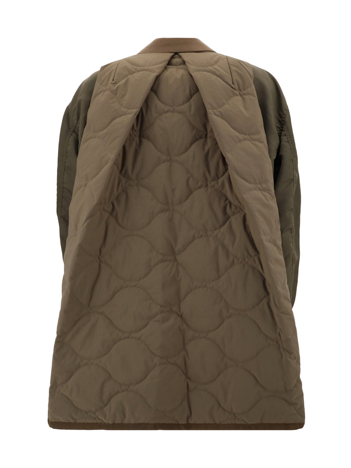 WOOL MELTON X NYLON TWILL QUILTED COAT