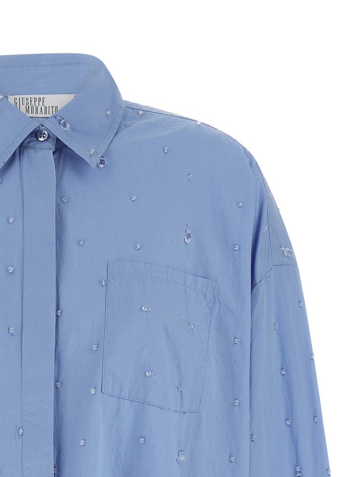 Giuseppe Di Morabito Crystal Shirt Shirt and Blouse - Light Blue | f03f8cd97aca26cda4aafc2a64ce0d01c7db8de7