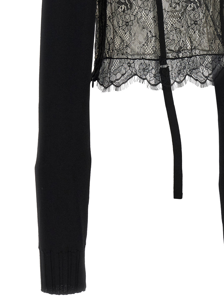 Giuseppe Di Morabito Lace Insert Sweater Sweaters and Cardigans - Black | 75794627c8f1bc559b23ab50d6db7aee3124b919