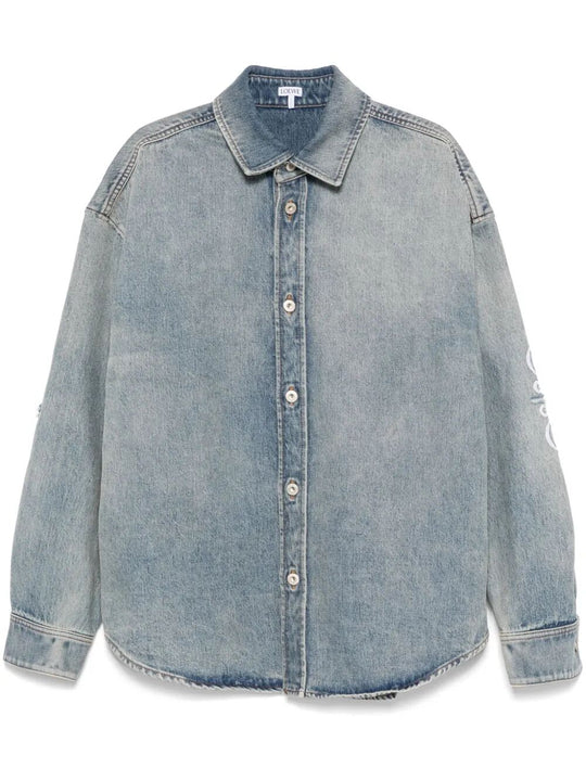 Medium-Weight Washed Denim Anagram Overshirt