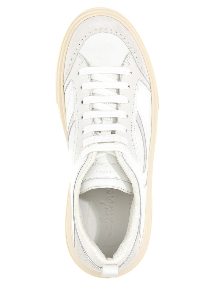 Ferragamo Cassina Mix Sneakers - White | 52adc740753ee50ea41b2e1d1021a49244fcfeee