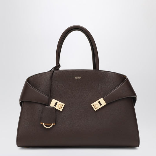 Hug M Leather Handbag In Brown/Ochre