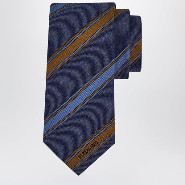 Medium Blue Regimental Jacquard Tie