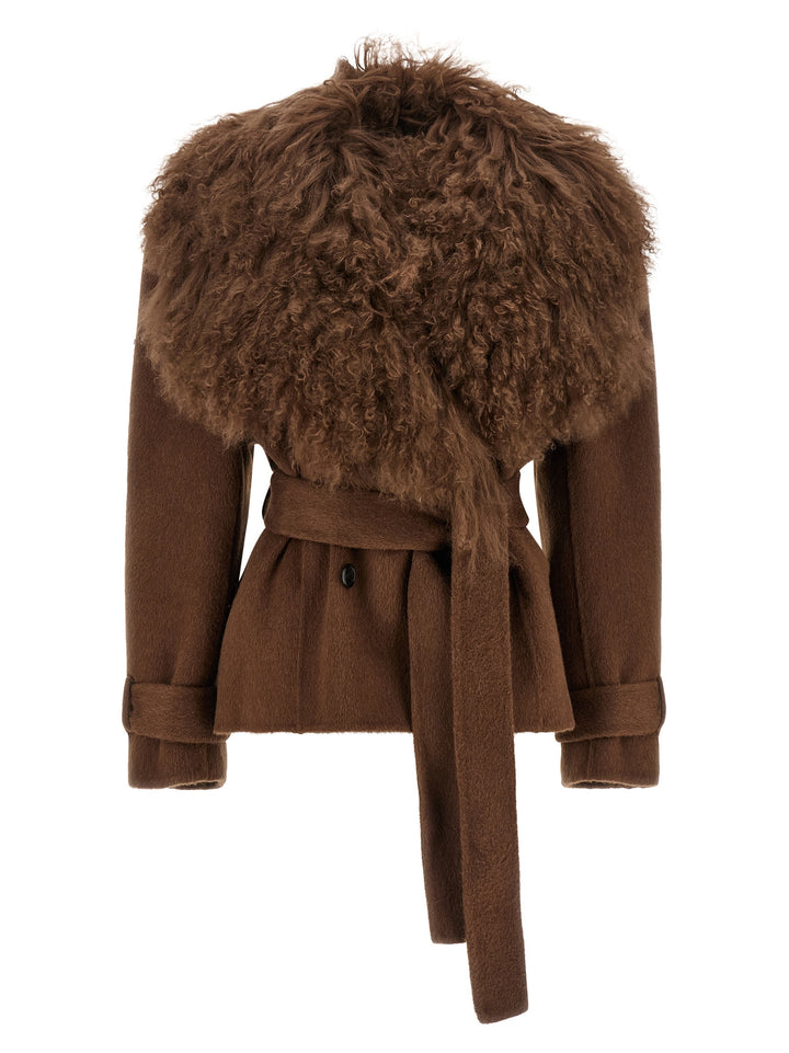Giuseppe Di Morabito Shearling Neck Coat Coats and Trench Coats - Brown | 179a9139de53a11e753882394dabe7128886920f