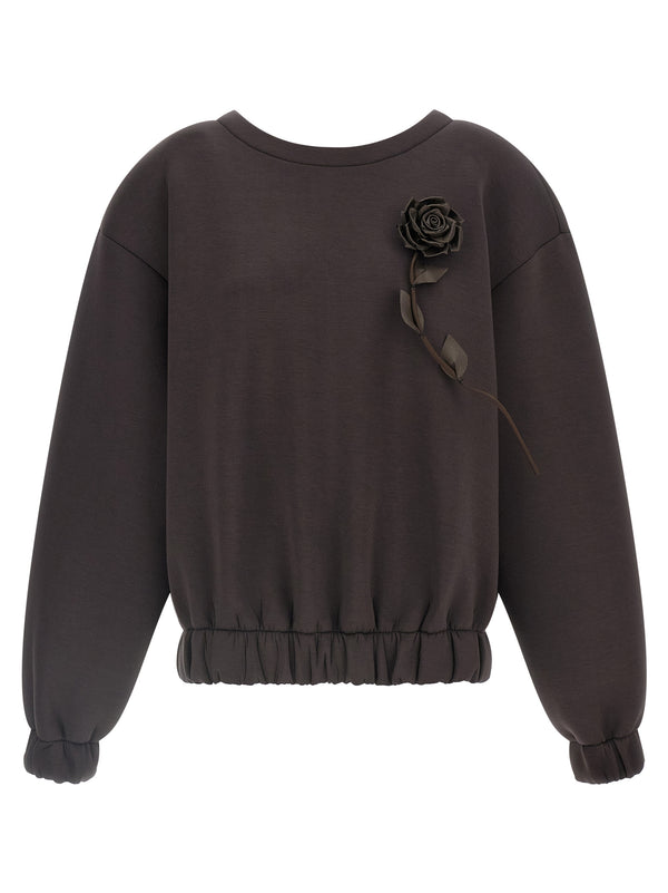 Removable Flower Application Sweatshirt Brown