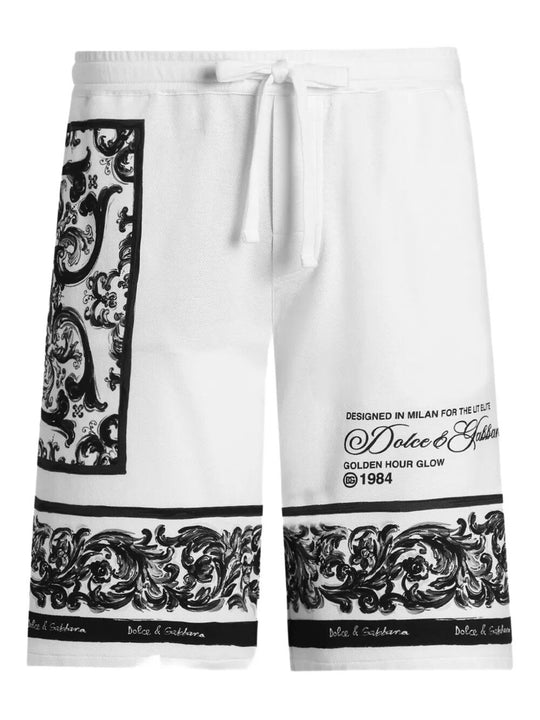 Majolica-Print Double PiquÉ Bermuda Shorts