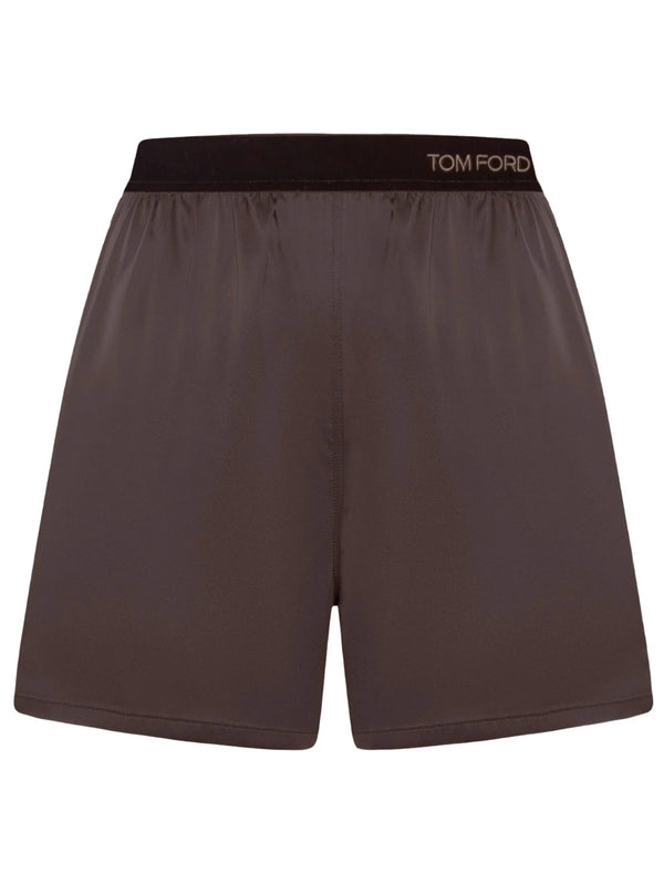 Logo-Waistband Silk Shorts
