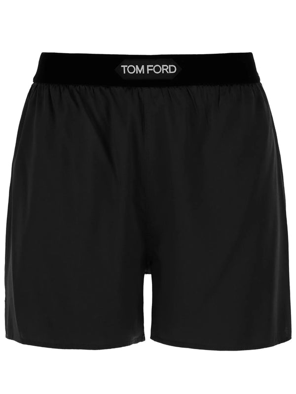 Logo-Waistband Silk Shorts
