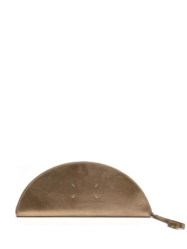 Big Halfmoon Metallic Leather Pouch