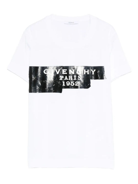 Cotton T-Shirt With Givenchy Tape Print