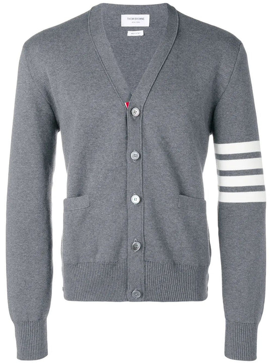 4-Bar V-Neck Cotton Cardigan