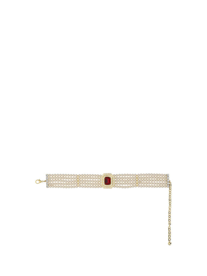 PEARL CHOKER WITH CRYSTAL ELEMENT