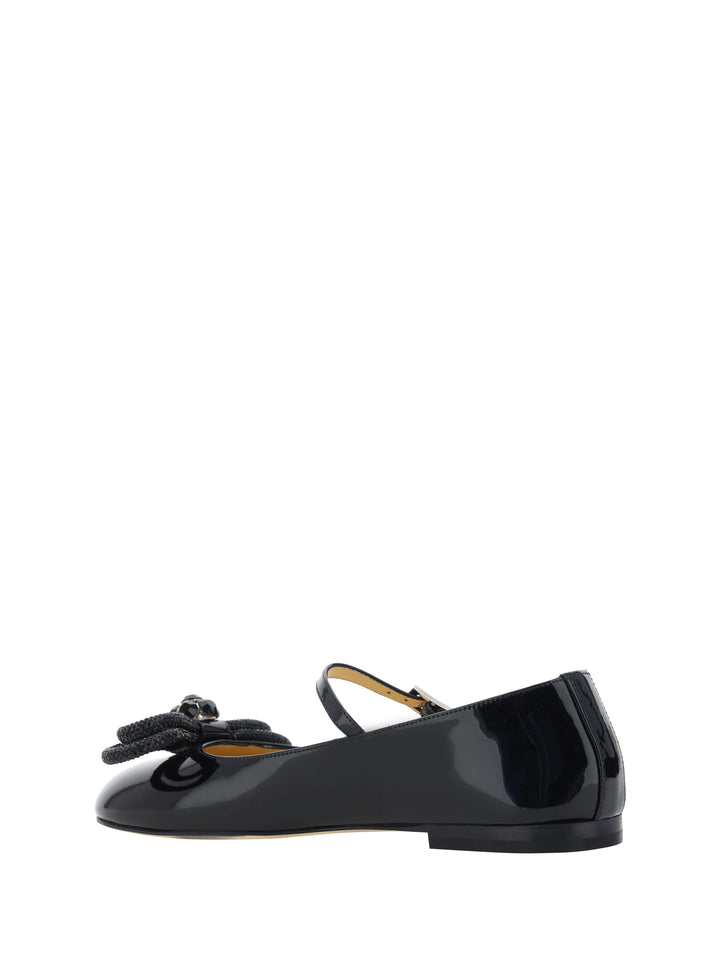 DOUBLE BOW BLACK PATENT LEATHER BALLERIN