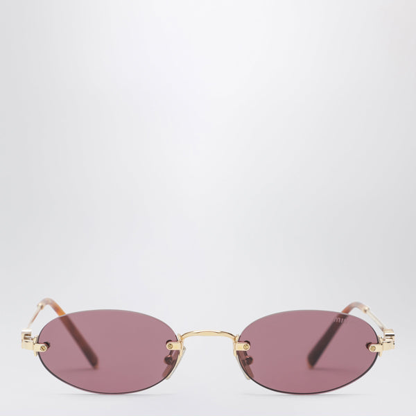 Miu Miu Logo Sunglasses In Gold/Yellow