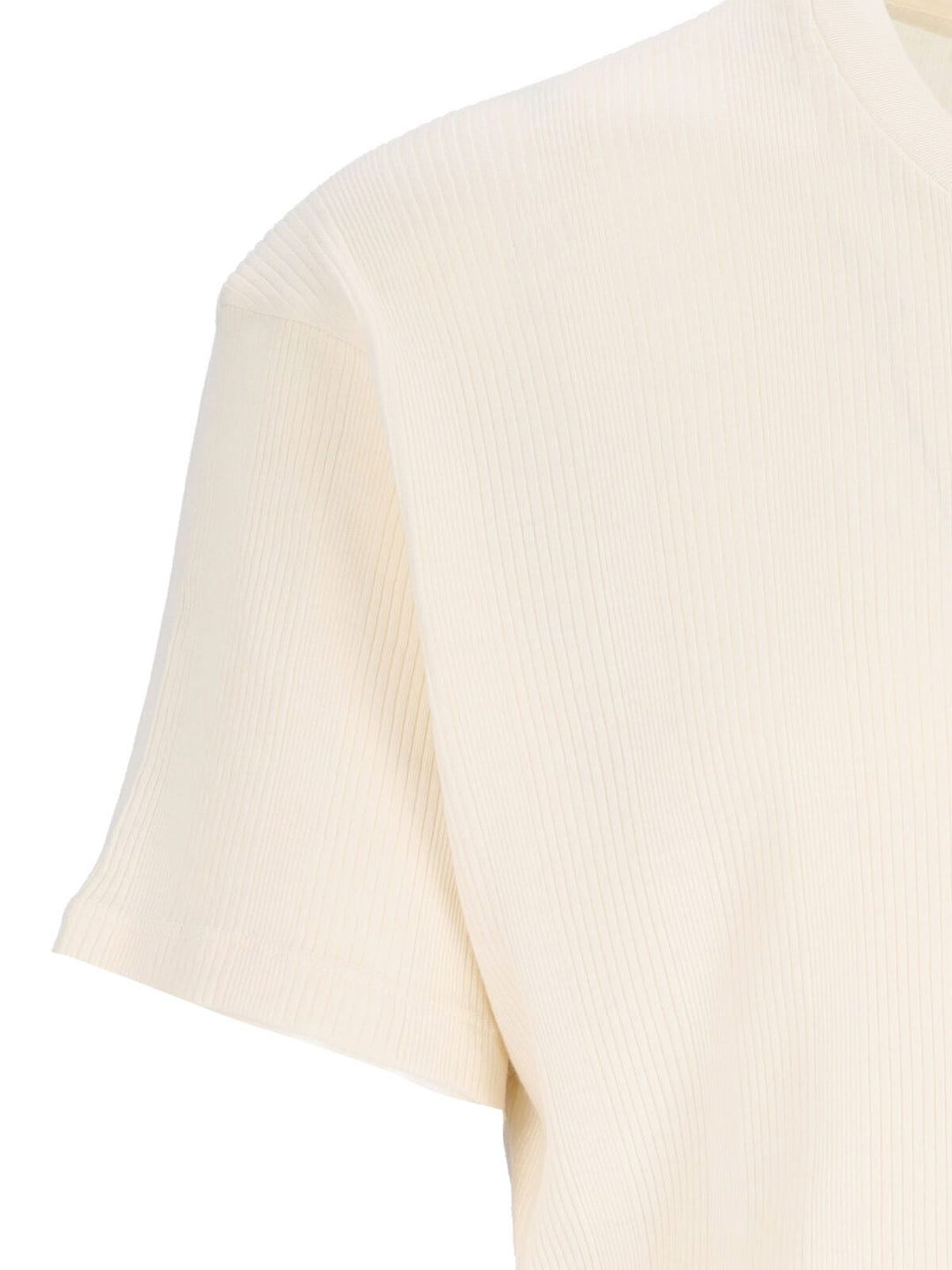 With Ribbed Fabric T-Shirt White