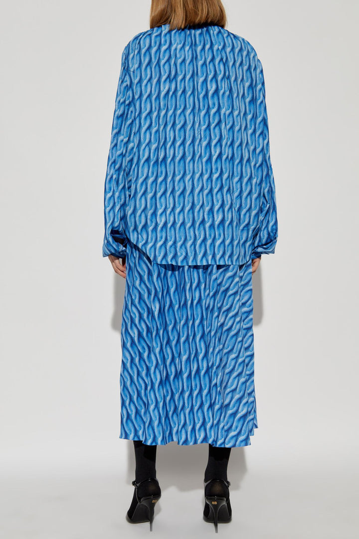 Cable Knit Printed Dress Dresses Blue