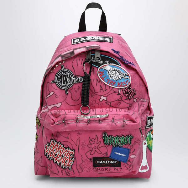 Pink Punk Bag Backpack With Graphics And Charms
