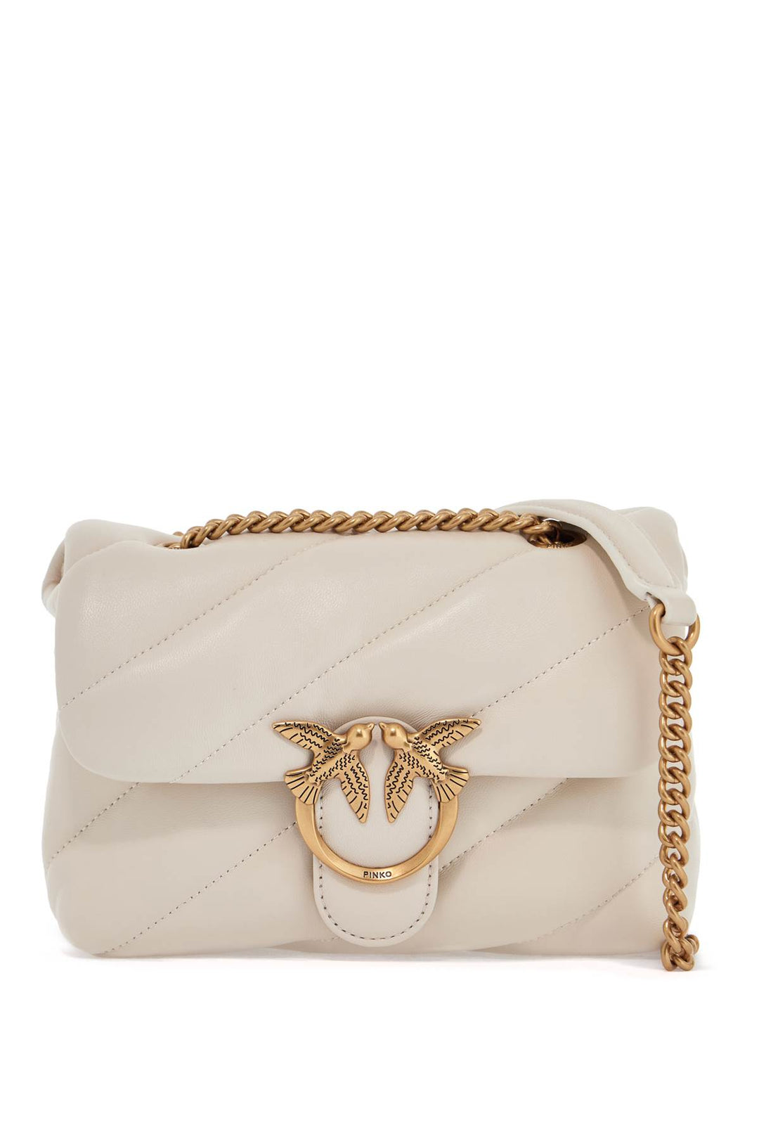 Mini Love Puff Quilted Bag White Silk Chain Shoulder