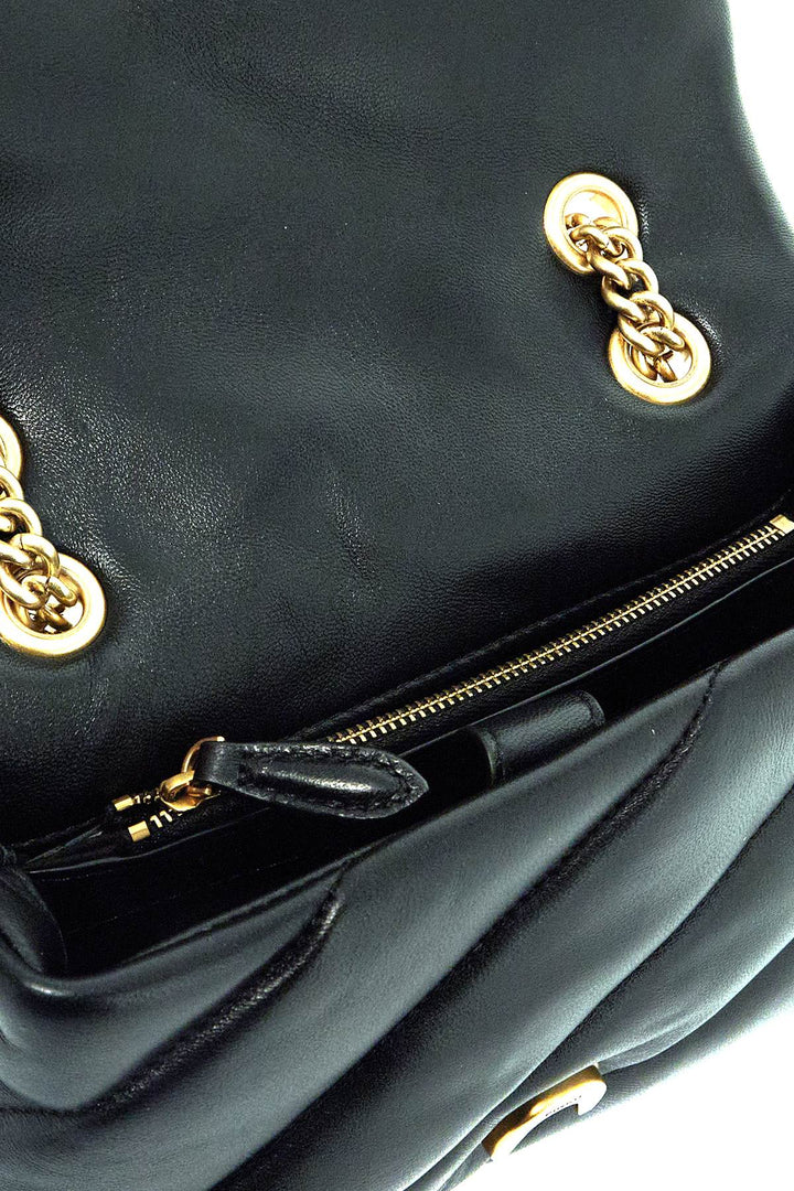 Mini Black Quilted Bag With Golden Chain Love Puff