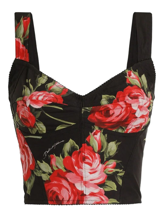 Top Bustier Stampa Rose Bouquet
