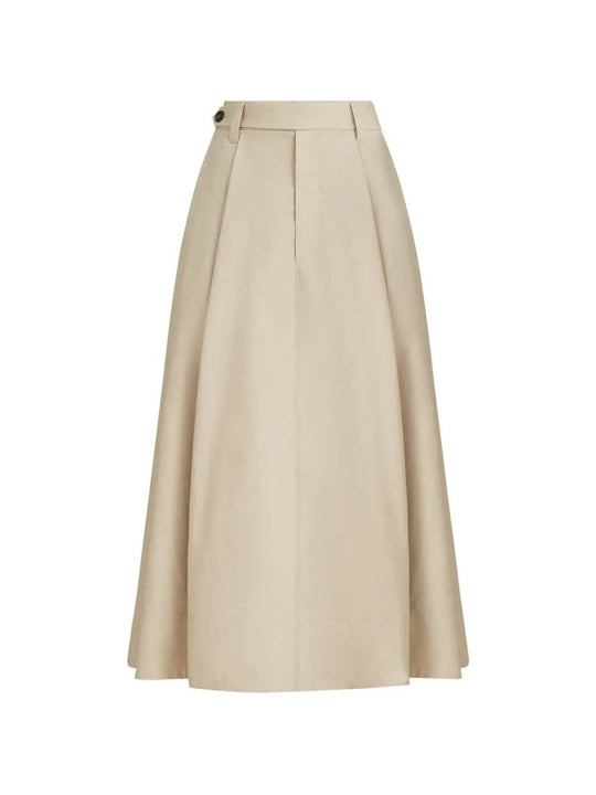 Techno Cotton Poplin Sartorial Skirt With Monili