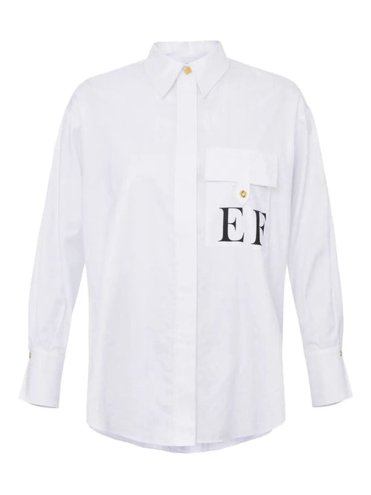 Printed Logo Cotton Poplin Striped Shirt