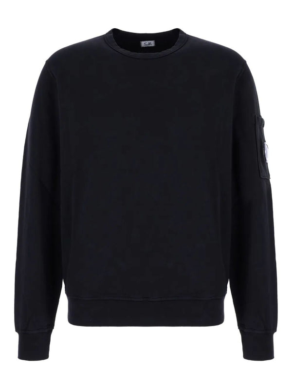 Crewneck Fleece Sweatshirt With Logo Badge