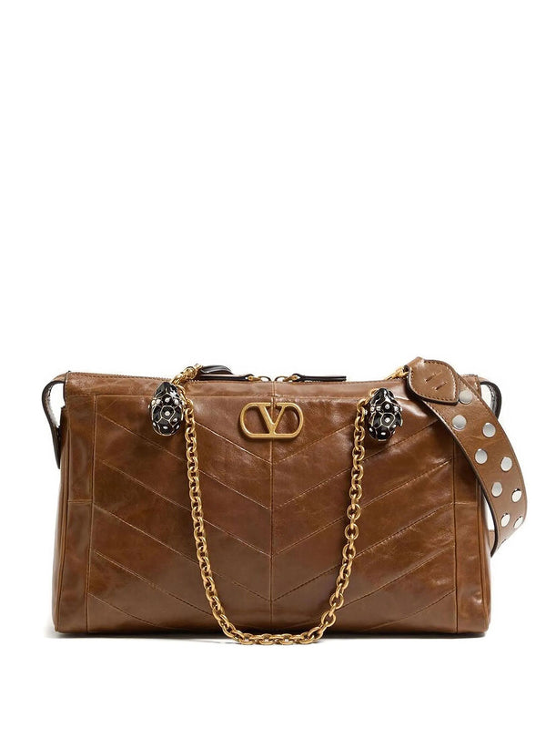 Valentino Garavani Panthea Shoulder Bag In Nappa Leather With Chevron Pattern