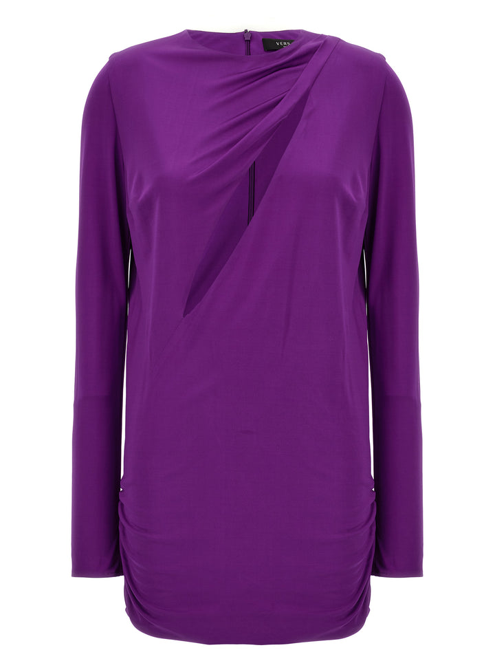 Versace Cut Out Jersey Dress Dresses - Purple | 81c8bab54c06b494eb96b2f81ea36e5538cf5950