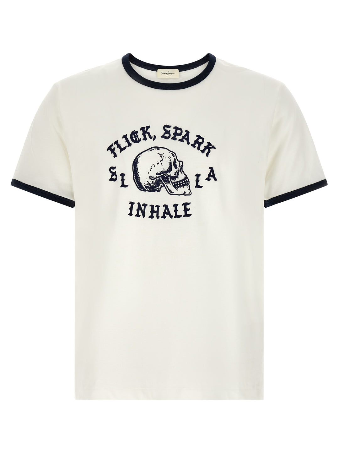 Second/Layer Flick, Spark, Inhale Ringer T-shirt - White/Black | 5e405cb82619fe17407f8ece238e67bad66637c5
