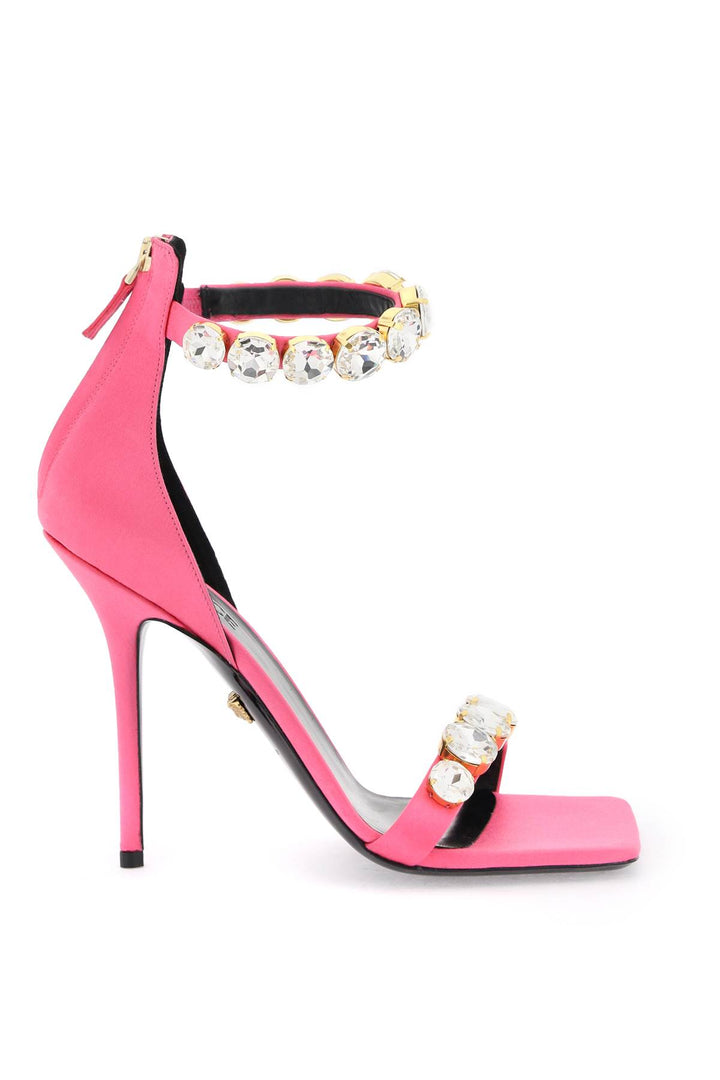 Satin Sandals With Crystals