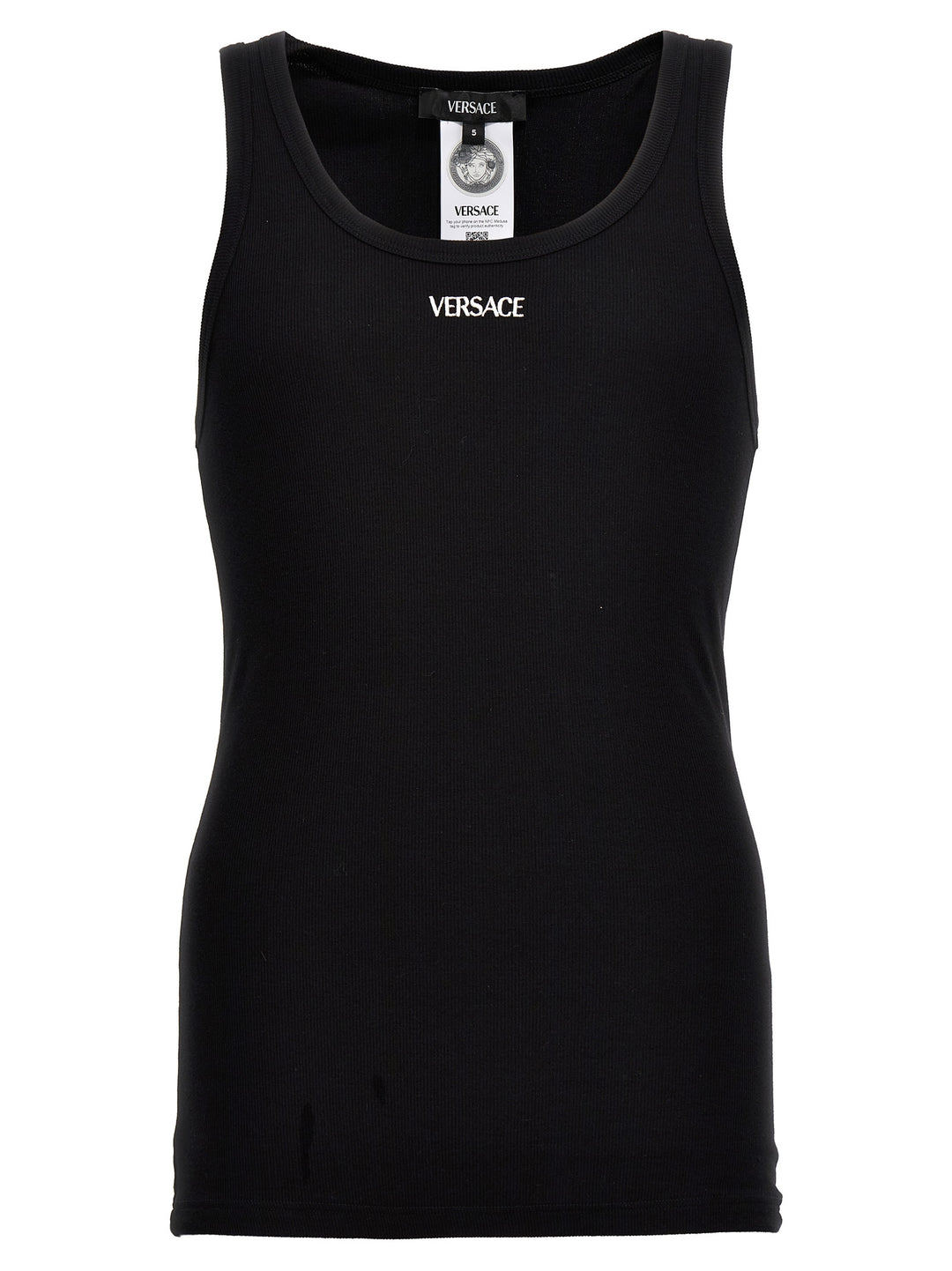 Versace Logo Embroidery Tank Top Tops - Black | 4673d0b121e7f66ea5cb516979d5dce2eb13216c