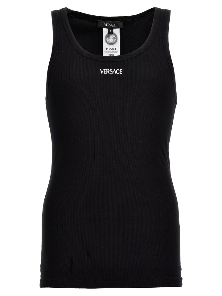 Versace Logo Embroidery Tank Top Tops - Black | 4673d0b121e7f66ea5cb516979d5dce2eb13216c