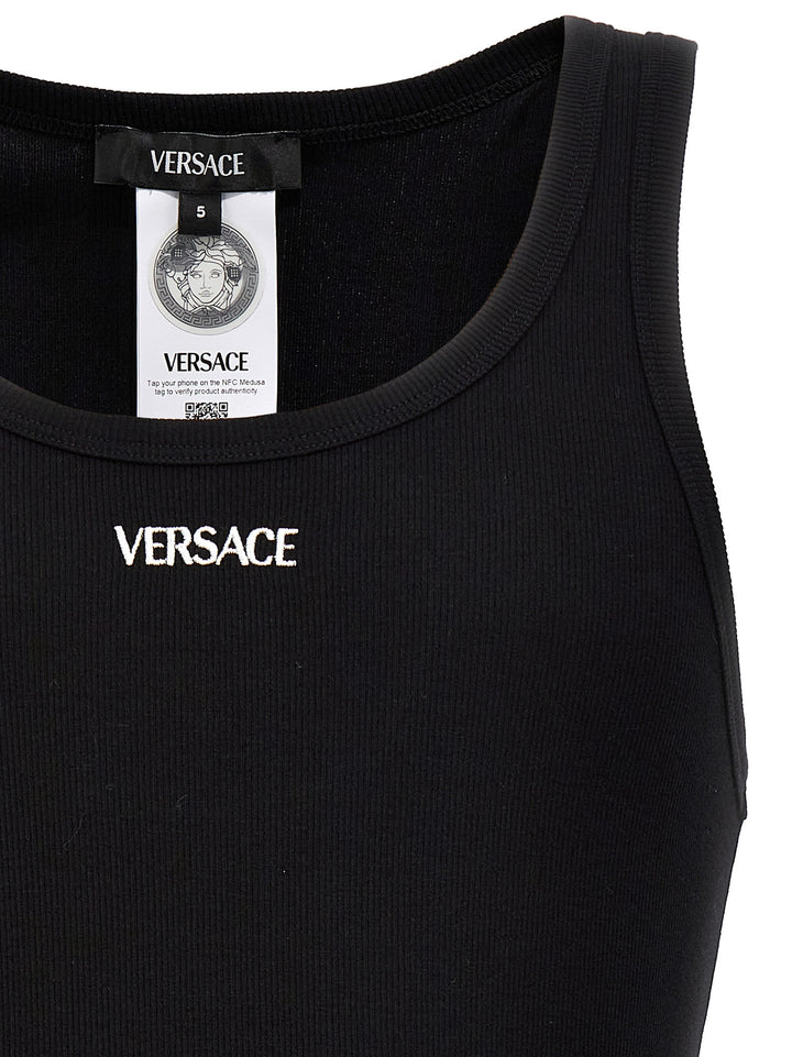Versace Logo Embroidery Tank Top Tops - Black | ceaabc337d74f2fb01b177a0ea244564bdf9b744