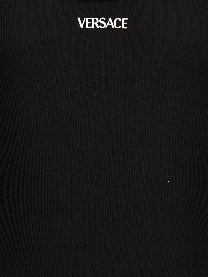 Versace Logo Embroidery Tank Top Tops - Black | 68d6c4f794edd68cacc4332f2eed3c584bf521e0