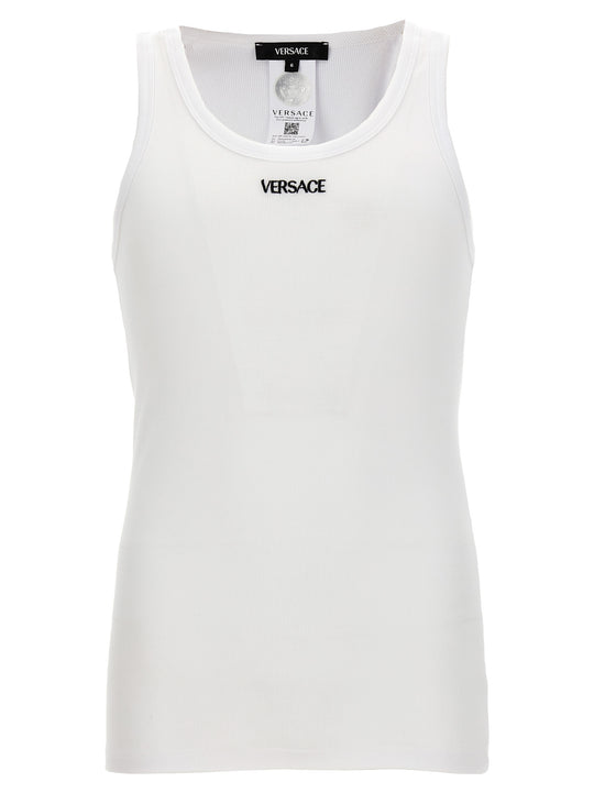 Logo Embroidery Tank Top Tops White