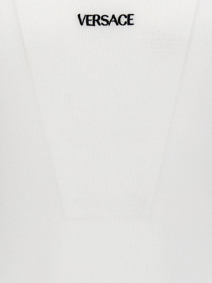 Versace Logo Embroidery Tank Top Tops - White | 46fc6d05a243516bf114a7652ef0df2f3f4472a6