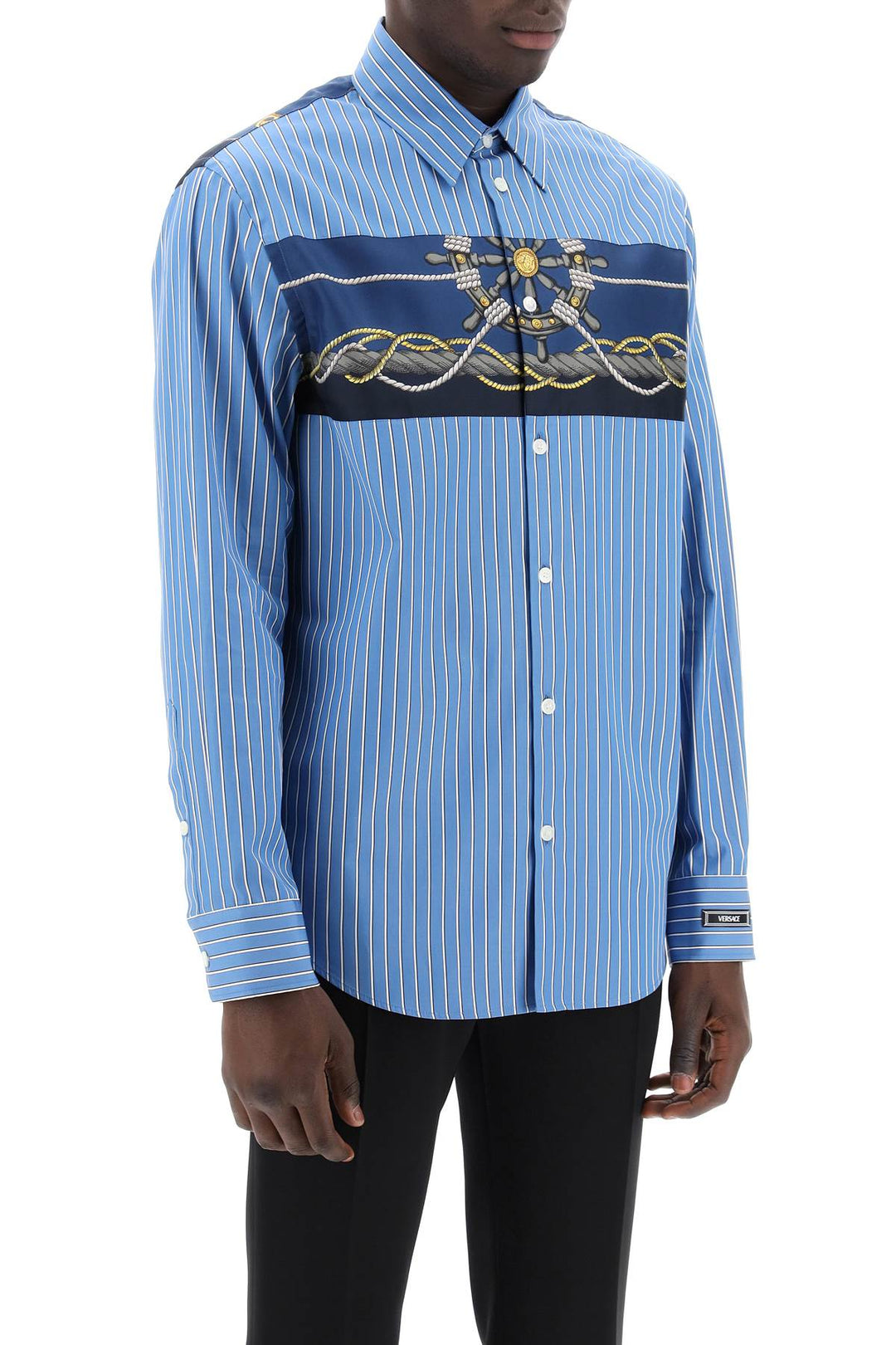 Camicia A Righe Con Inserto Versace Nautical