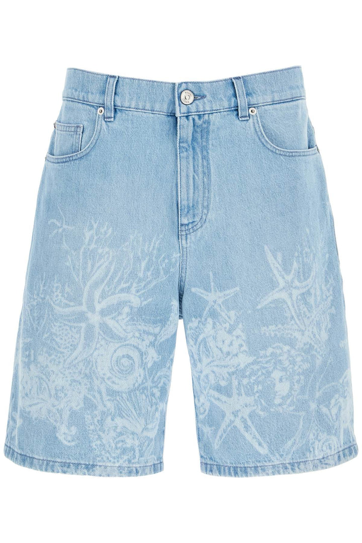 Bermuda In Denim Laserato Barocco Sea