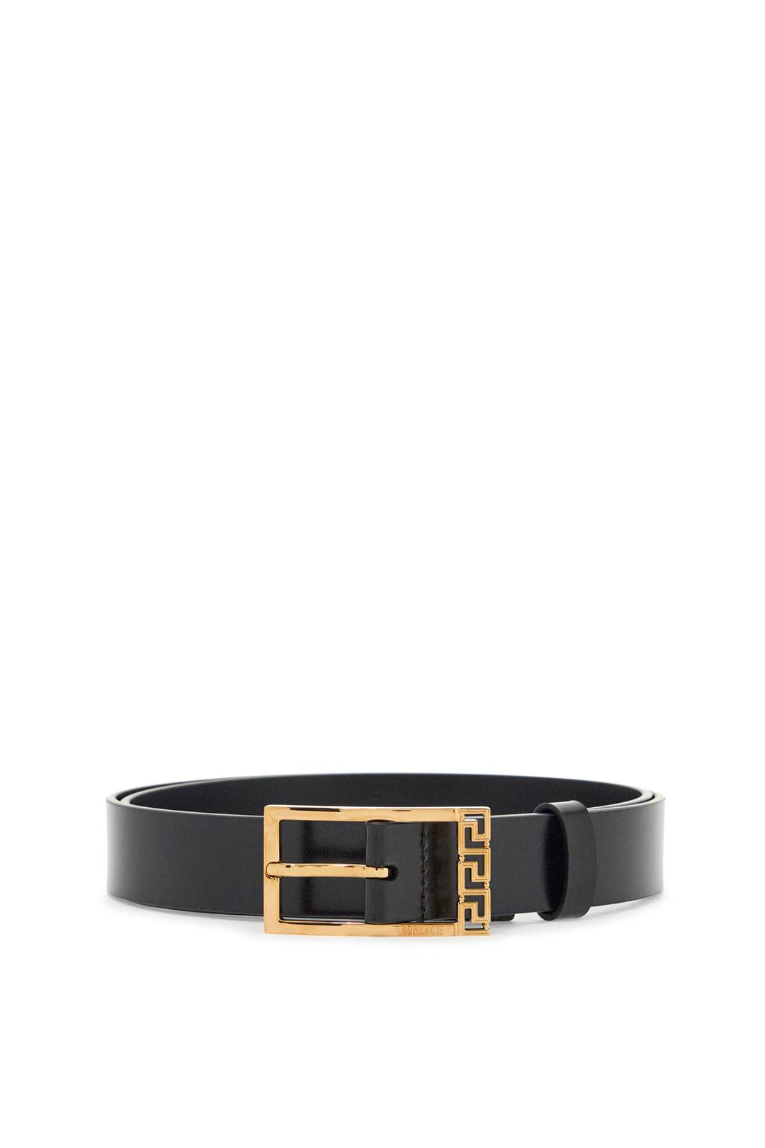 Black Brushed Calfskin Belt 30 Mm With Geometric Buckle